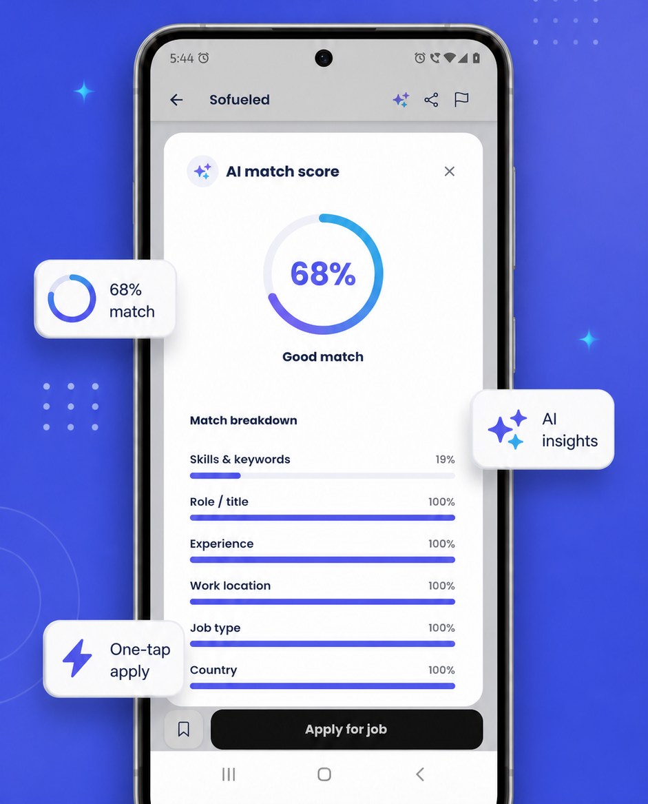 AI match score breakdown before you apply